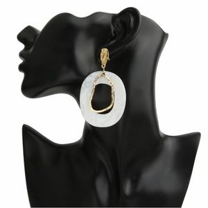 Gold & White Dangle Earrings